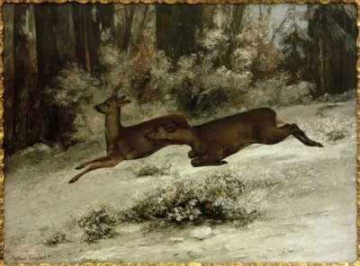 Le Change, odcinek polowania na jelenie w Franche-Comté autorstwa Gustave Courbet
