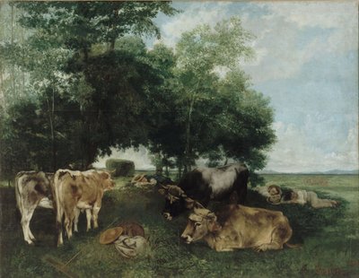 Drzemka w okresie sianokosów, Góry Doubs autorstwa Gustave Courbet
