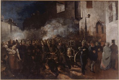 ""strażacy biegnący do ognia"" Obraz Gustave