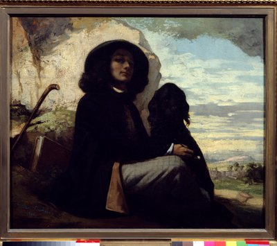 Autoportret z psem – Gustave Courbet (1819-1877) 1842 autorstwa Gustave Courbet