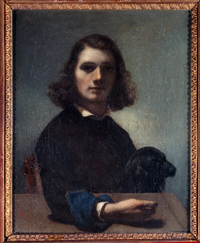 Autoportret z czarnym psem Obraz Gustave