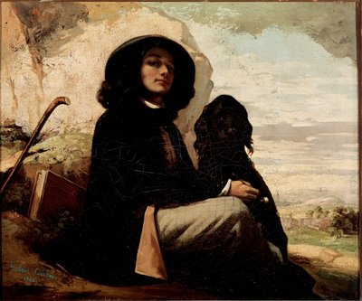 Autoportret z czarnym psem, Gustave Courbet (1819-1877) 1842 autorstwa Gustave Courbet
