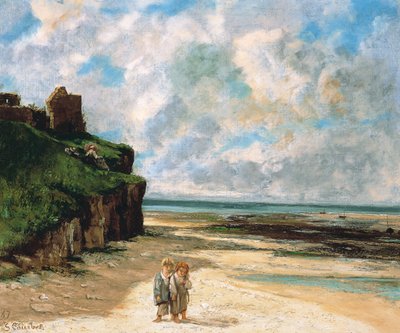 Plaża w Saint-Aubin-sur-Mer autorstwa Gustave Courbet