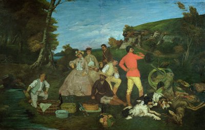Piknik Łowcy autorstwa Gustave Courbet
