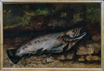 Pstrąg martwa natura ryb. Obraz Gustave