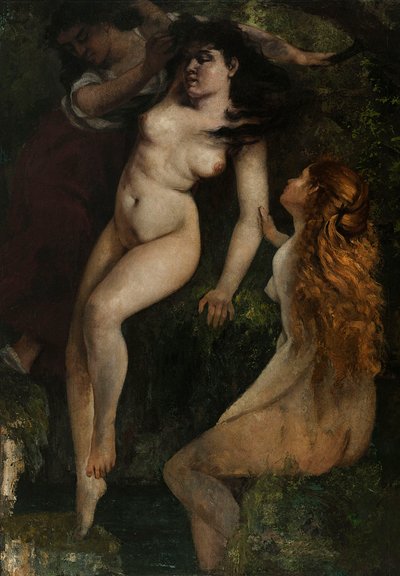 Trzy kąpiące się kobiety autorstwa Gustave Courbet