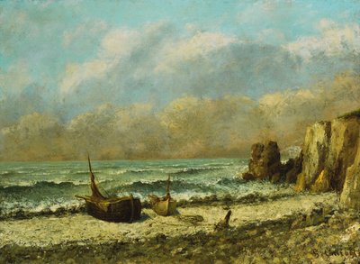 Dwie łodzie na plaży, autorstwa Gustave Courbet