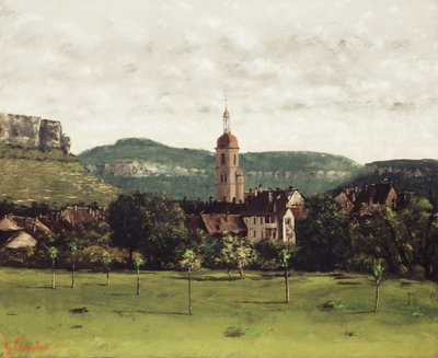 Widok Ornans i jego dzwonnicy, ok.1858 autorstwa Gustave Courbet