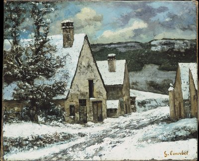 Village Edge zimą autorstwa Gustave Courbet