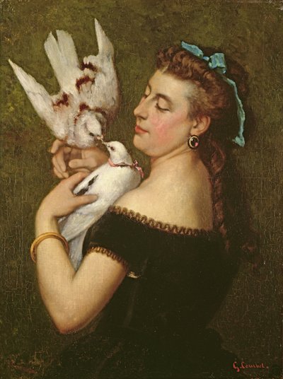 Kobieta z gołębiami autorstwa Gustave Courbet
