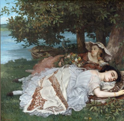 Panienki nad brzegiem Sekwany autorstwa Gustave Courbet