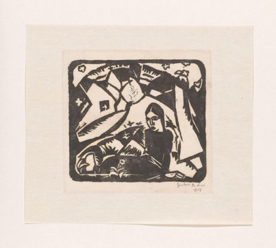 Siedząca kobieta w krajobrazie autorstwa Gustave De Smet (signed by artist)