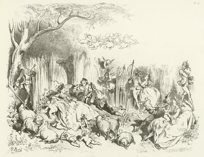 Pastorał pod Ludwika XV (grawiura) autorstwa Gustave Dore