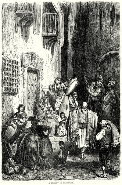 Ulica w Albacete (rycina) autorstwa Gustave Dore