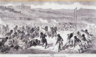 Gra w piłkę u Indian Choctaws - rycina Gustave Doré autorstwa Gustave Dore