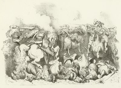 Szarża lekkiego konia za panowania Ludwika XIV (grawiura) autorstwa Gustave Dore