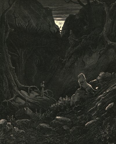 Wygląda na to, że lew pojawił się przeciwko mnie ok. 1890 r. autorstwa Gustave Dore