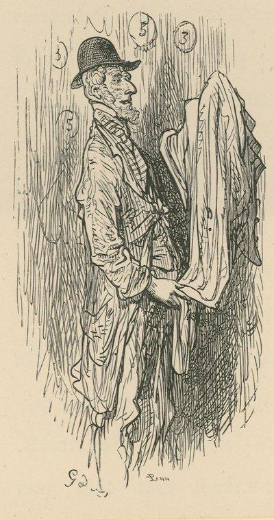 Mężczyzna trzymający tkaninę autorstwa Gustave Dore