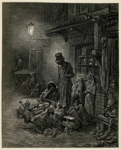 Biedna rodzina ze swoim dobytkiem. autorstwa Gustave Dore