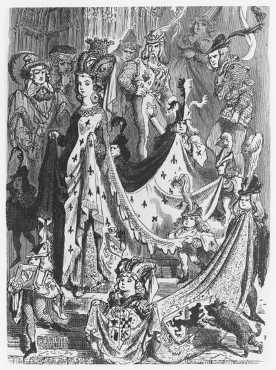 Królowa, ilustracja z „Les Contes Drolatiques” Honore de Balzac (1799-1850) autorstwa Gustave Dore