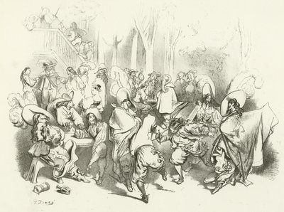 Po dekrecie Richelieu przeciwko pojedynkom (grawiura) autorstwa Gustave Dore