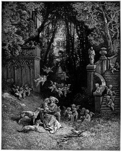 Alcina i Ruggiero jako szczęśliwi kochankowie, autorstwa Gustave Dore