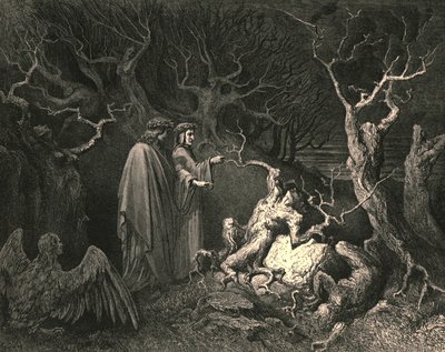 I prosto pień wykrzyknął: Czemu mnie zrywasz, c1890. autorstwa Gustave Dore