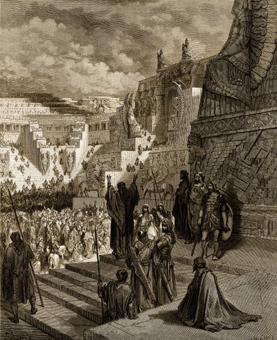 Artakserkses przyznający Żydom wolność. - Biblia autorstwa Gustave Dore