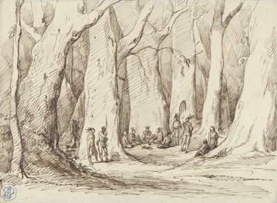 Gromadzenie rdzennych Amerykanów w lesie autorstwa Gustave Dore