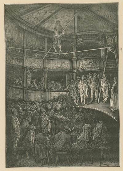 Blondin w Shoreditch, Londyn (Grawerowanie) autorstwa Gustave Dore