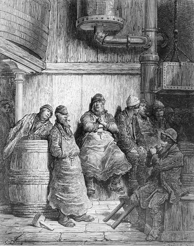 Brewers at Rest، له لندن څخه، یو زیارت، د ویلیم بلانچارډ جیرولډ (۱۸۲۶-۹۴) لخوا لیکل شوی او د هیلډیبرنډ، پب لخوا نقاش شوی. 1872 پولی autorstwa Gustave Dore