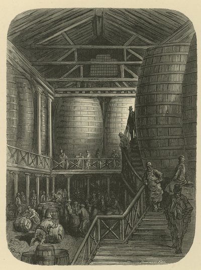 Pracownicy browaru w magazynie autorstwa Gustave Dore
