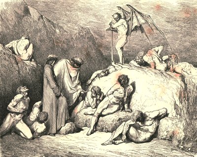 Przypomnij sobie Piero z Medicina, jeśli znowu wróci, ok. 1890. autorstwa Gustave Dore