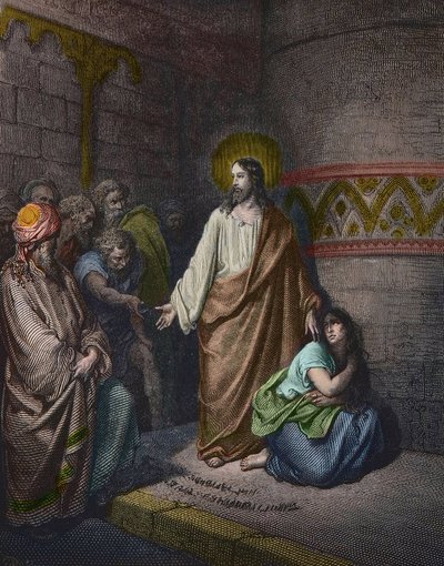 „”Chrystus i cudzołożnica”” Ilustracja Gustave