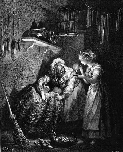 Kopciuszek: ilustracja Gustave Doré - w „Les Contes” Charlesa Perraulta. autorstwa Gustave Dore