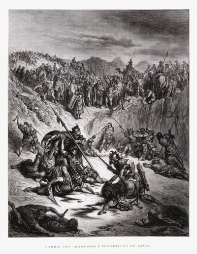 Żołnierze bojowi Isz-bosheta i Dawida, ilustracja z Biblii Dore