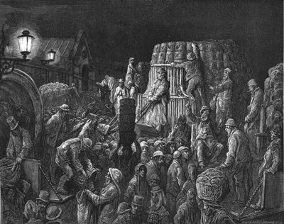 „Targ Covent Garden – Wczesny poranek”, 1872. autorstwa Gustave Dore