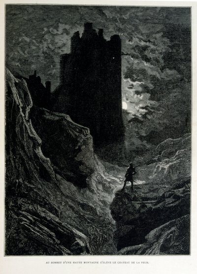 Croque-Mitaine; ilustracja z 1863 r., Gustave Dore (1832 – 1883); Francuski artysta, grafik, ilustrator. Croque-Mitaine (straszak) to złośliwa postać prezentowana dzieciom, aby je przestraszyć, a tym samym uczynić je mądrzejszymi. autorstwa Gustave Dore