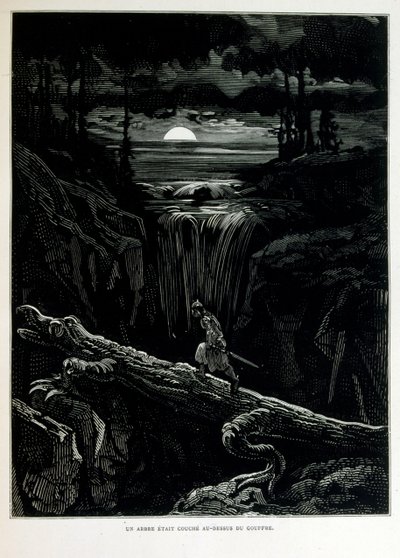 Croque-Mitaine; ilustracja z 1863 r., Gustave Dore (1832 – 1883); Francuski artysta, grafik, ilustrator. Croque-Mitaine (straszak) to złośliwa postać prezentowana dzieciom, aby je przestraszyć, a tym samym uczynić je mądrzejszymi. autorstwa Gustave Dore