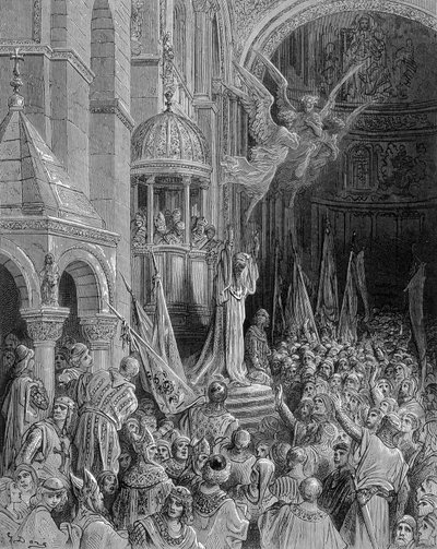 Dandolo głoszący krucjatę w kościele św Marka w Wenecji - rycina Gustave Doré autorstwa Gustave Dore