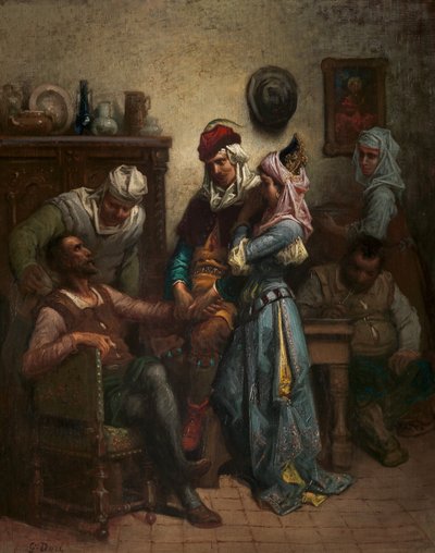 Don Kichot i Sancho Pansa w towarzystwie Bazylego i Quiterii, autorstwa Gustave Dore