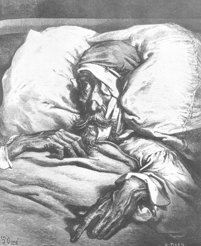 Don Kichot ranny, z „Don Kichota z Manchy” Miguela Cervantesa (1547-1616) rytego przez Heliodore Josepha Pisana (1822-90) autorstwa Gustave Dore
