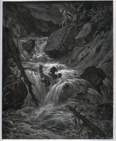 Dorothee, deguisee jako młody chłop, uwalnia swojego lubieżnego lokaja - z „Don Kichota z Manchy” Miguela Cervantesa autorstwa Gustave Dore