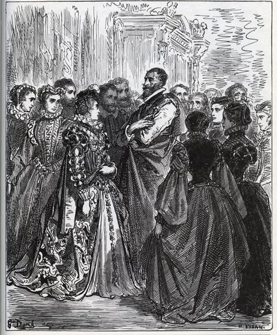 Wieczór zorganizowany przez Don Antonio - z „Don Kichota z Manchy” Miguela Cervantesa autorstwa Gustave Dore