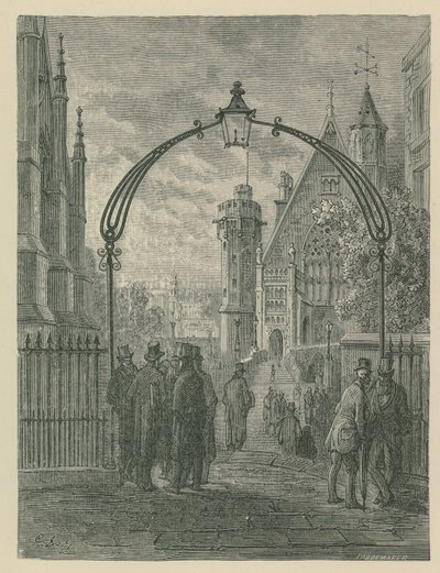 Ogólny widok ludzi na ulicy w Świątyni autorstwa Gustave Dore