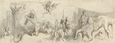Bitwa rycerzy i gigantów autorstwa Gustave Dore