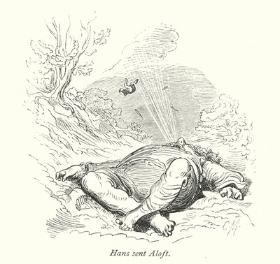 Hans wysłany w górę (grawerunek) autorstwa Gustave Dore