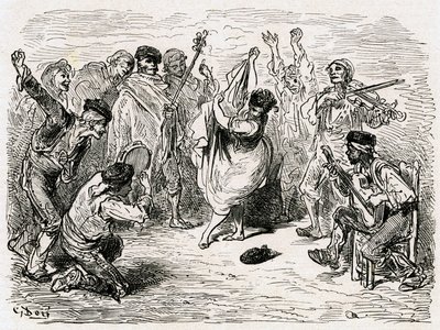 Ilustracja do "Voyage en Espagne" autorstwa Charlesa Davilliera opublikowana w 1866 r. (rycina) autorstwa Gustave Dore