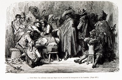 Ilustracja przedstawiająca „Kapitan Fracasse” fikcyjną postać autorstwa Theophile Gautier (rycina) autorstwa Gustave Dore