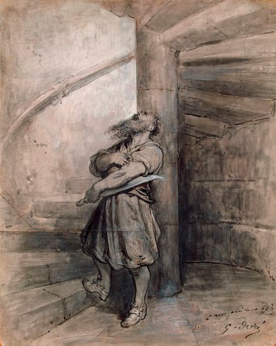 Ilustracja do bajki Sinobrodego autorstwa Charlesa Perraulta, sprzed 1862 roku. autorstwa Gustave Dore